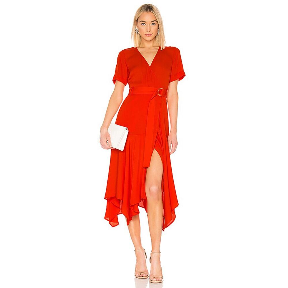 A.L.C. Claire Midi Wrap Dress Poppy Red